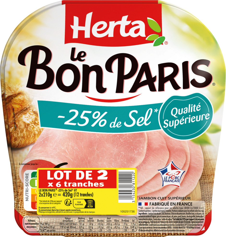 JAMBON LE BON PARIS SEL REDUIT HERTA