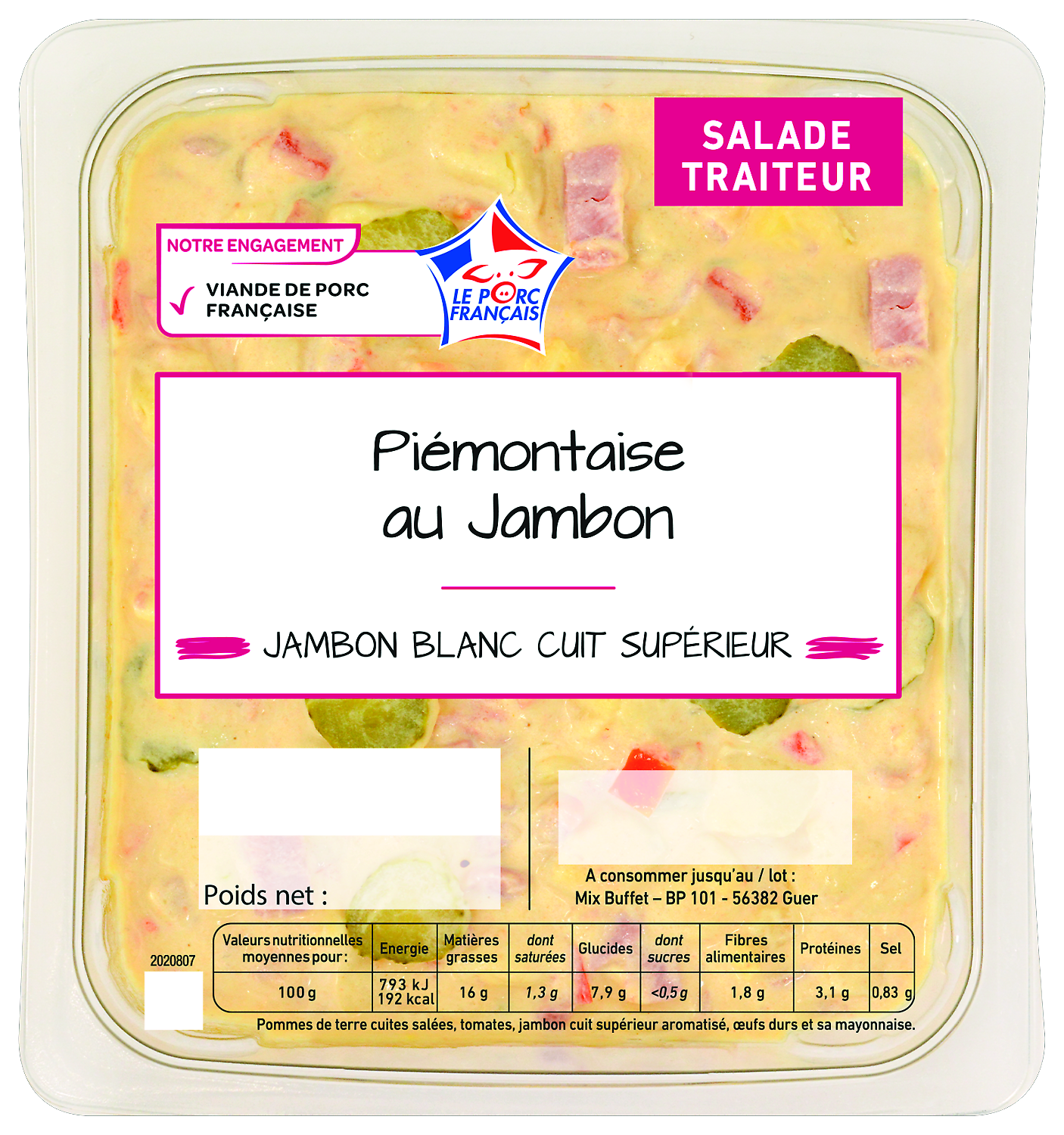 PIÉMONTAISE AU JAMBON OU POMMES DE TERRE AU THON OU MINI PENNE TOMATE MOZZARELLA