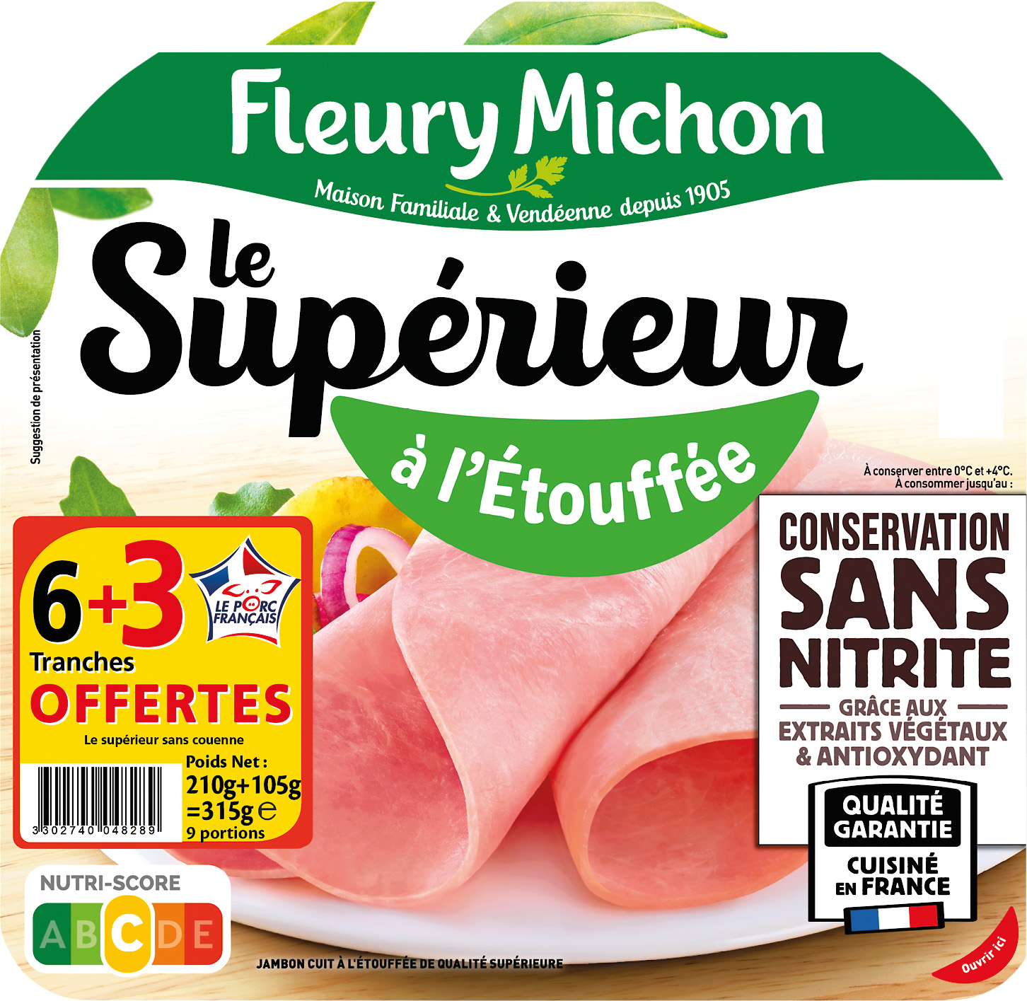 JAMBON LE SUPERIEUR CONSERVATION SANS NITRITE FLEURY MICHON