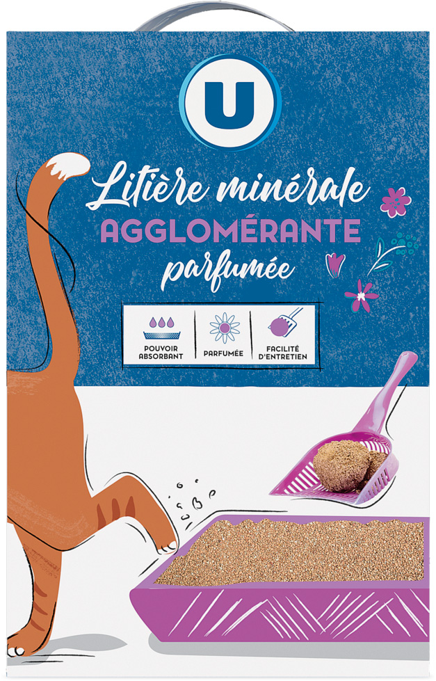 LITIERE MINERALE AGGLOMERANTE PARFUMEE POUR CHATS U