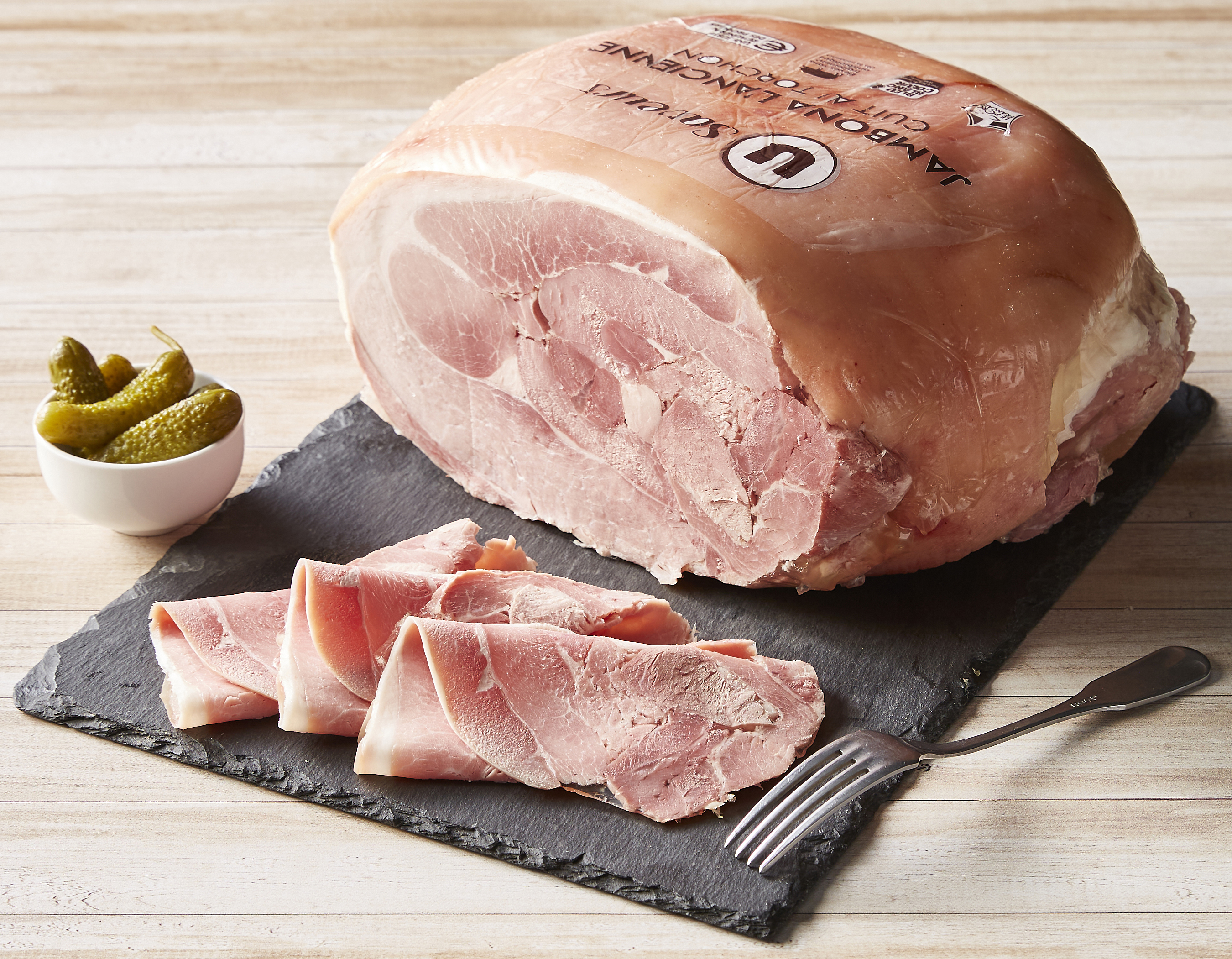 JAMBON CUIT SUPÉRIEUR À L'ANCIENNE AVEC COUENNE AU TORCHON U SAVEURS