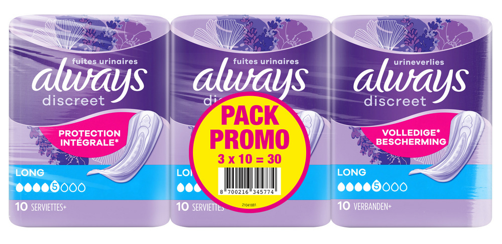SERVIETTES POUR FUITES URINAIRES ALWAYS DISCREET