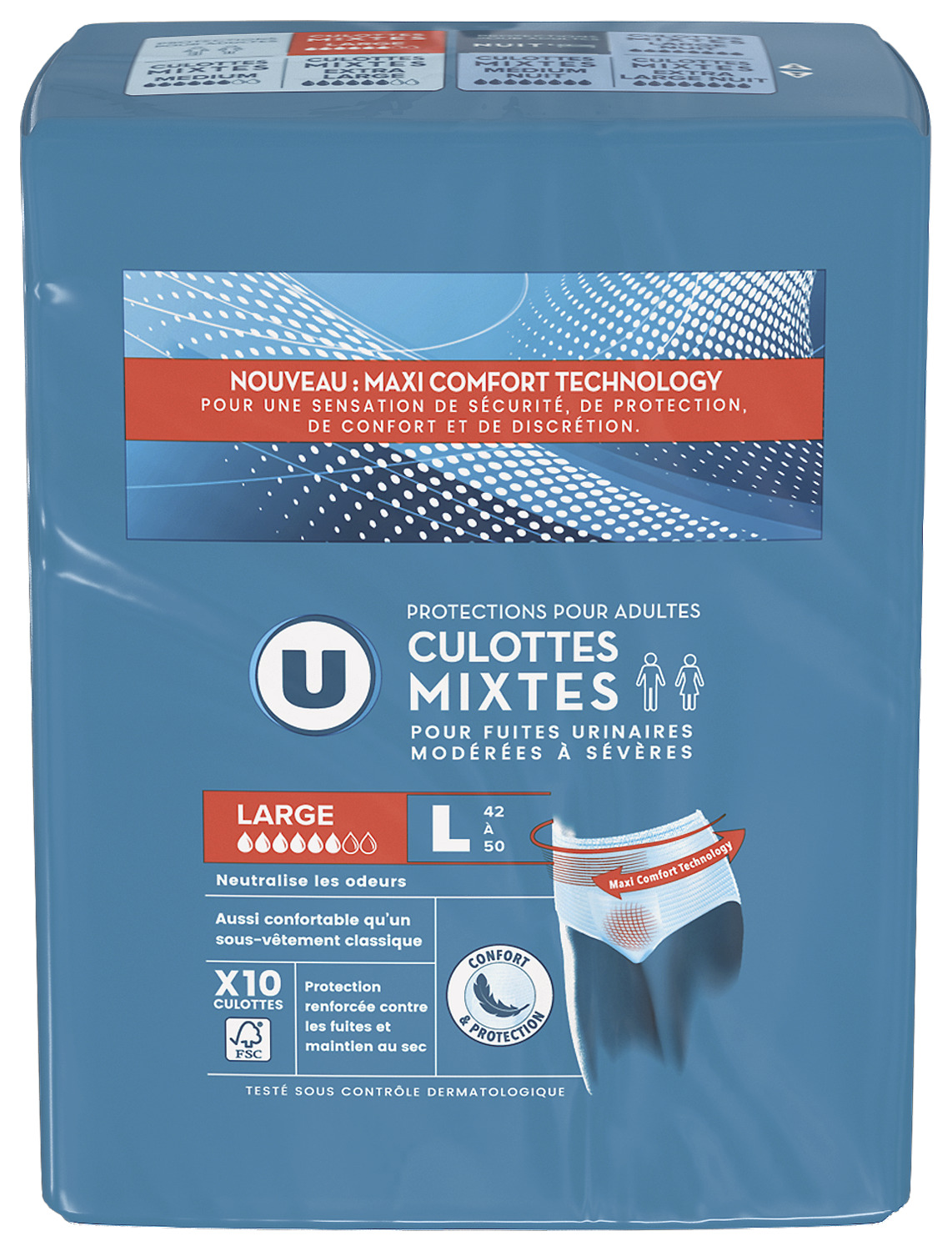 CULOTTES POUR FUITES URINAIRES MIXTES U