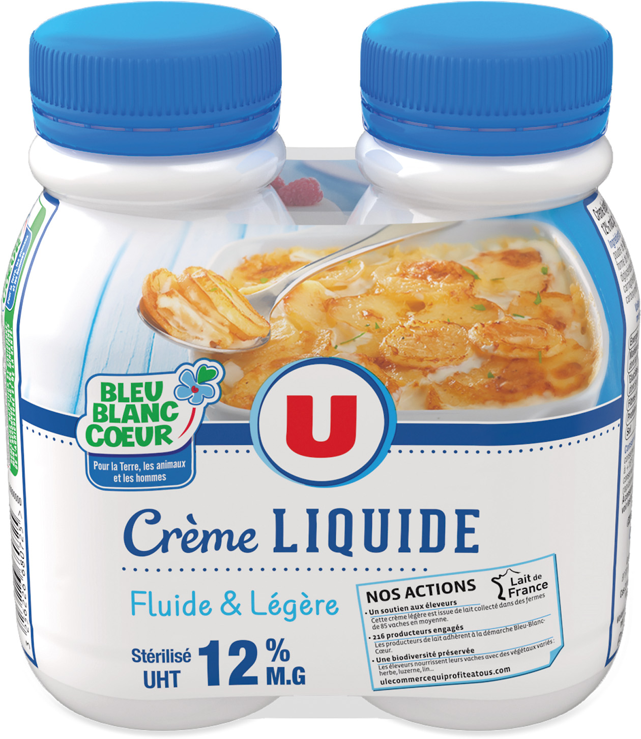 CREME LIQUIDE UHT FLUIDE ET LEGERE 12% MG BLEU BLANC COEUR U