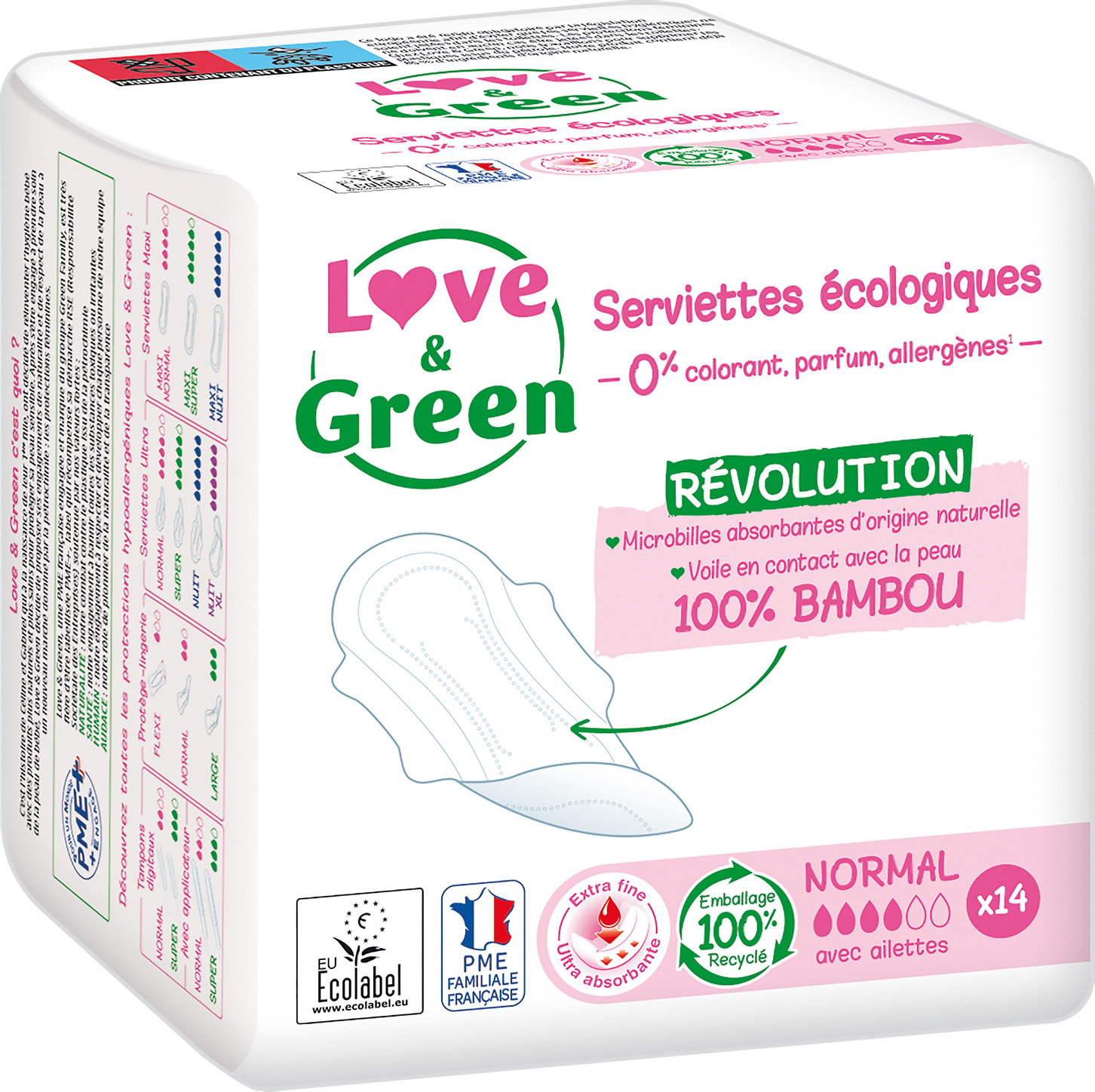 SERVIETTES HYGIENIQUES OU PROTEGE SLIPS ECOLOGIQUES LOVE&GREEN