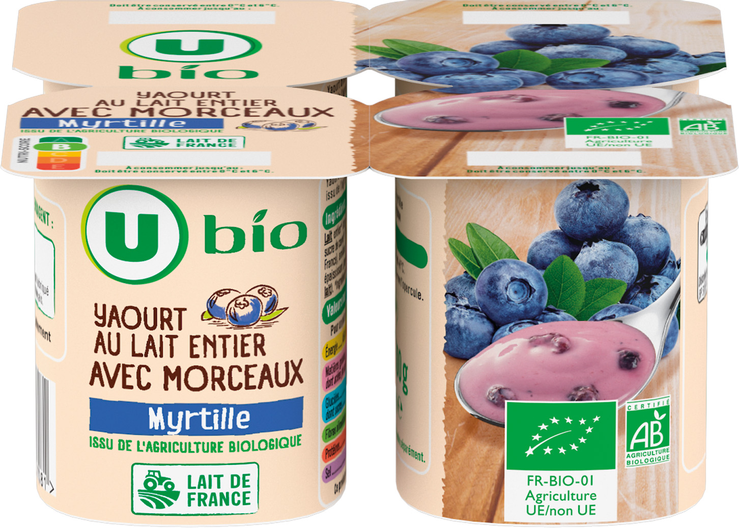 YAOURTS AU LAIT ENTIER U BIO
