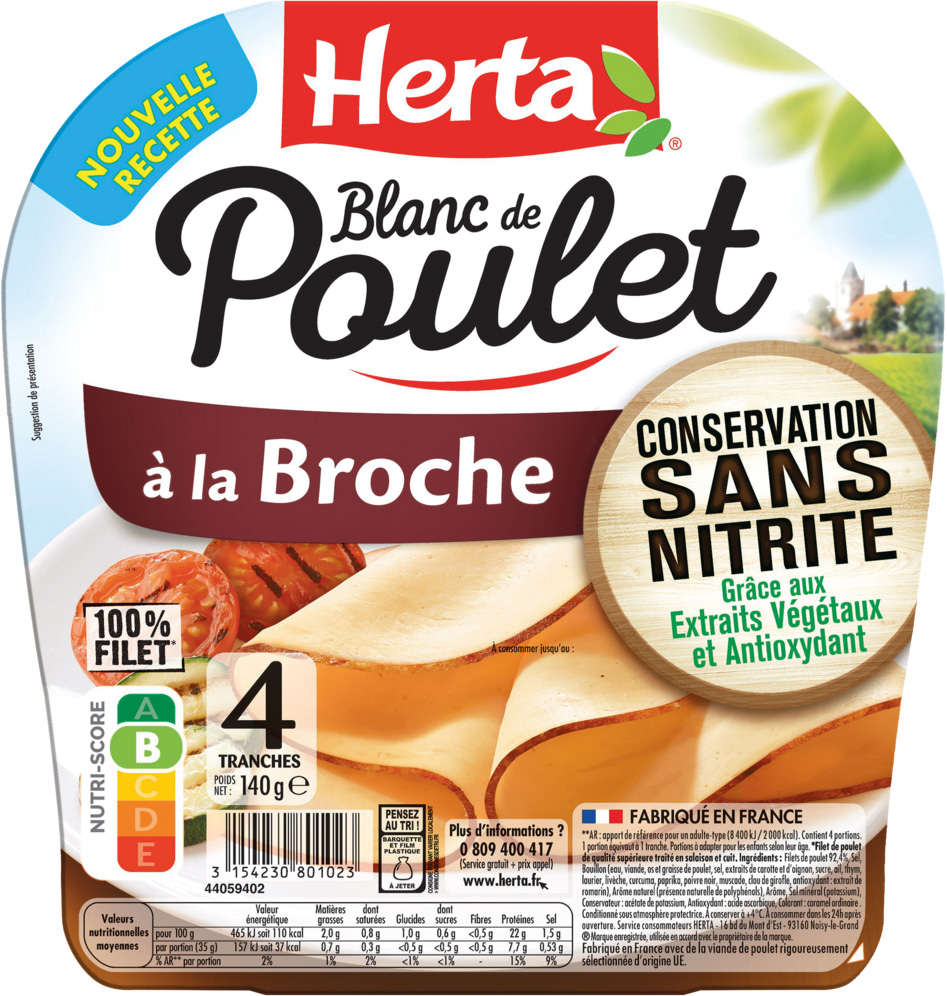 BLANC DE POULET CONSERVATION SANS NITRITE HERTA