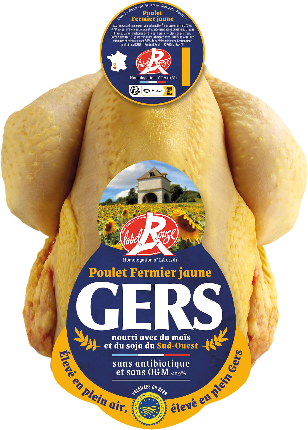 POULET ENTIER LABEL ROUGE FERMIER IGP DU GERS 