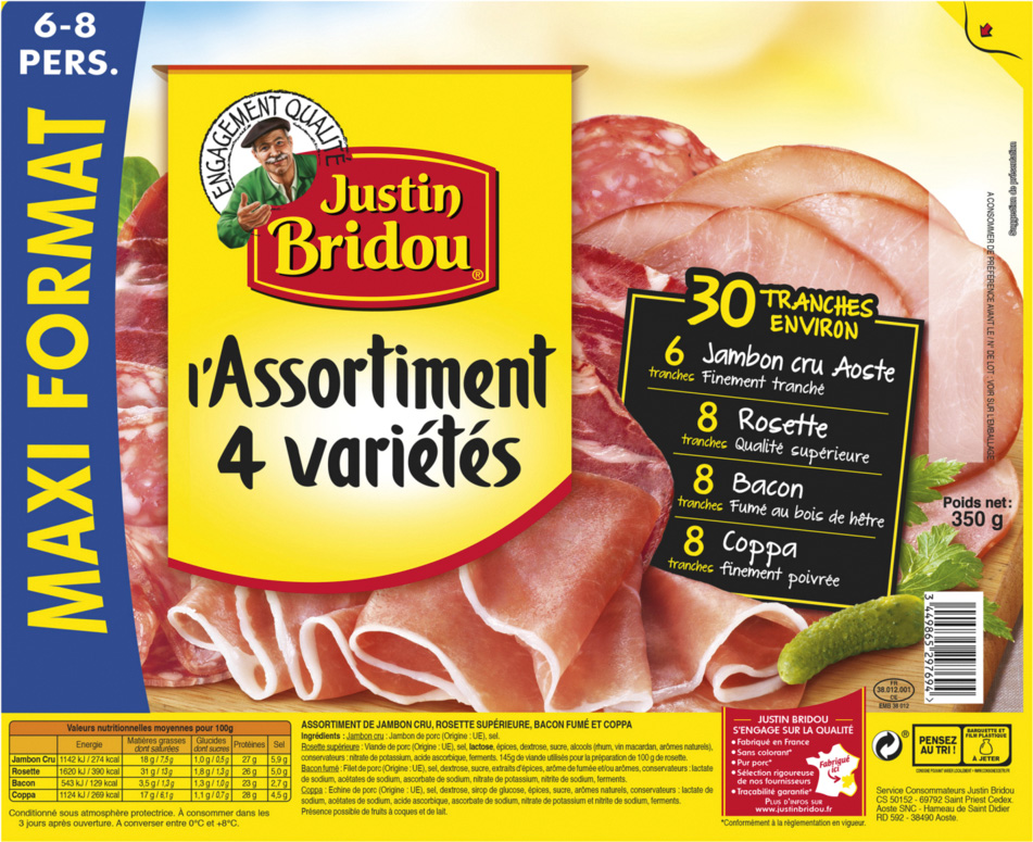ASSORTIMENT CHARCUTERIE JUSTIN BRIDOU