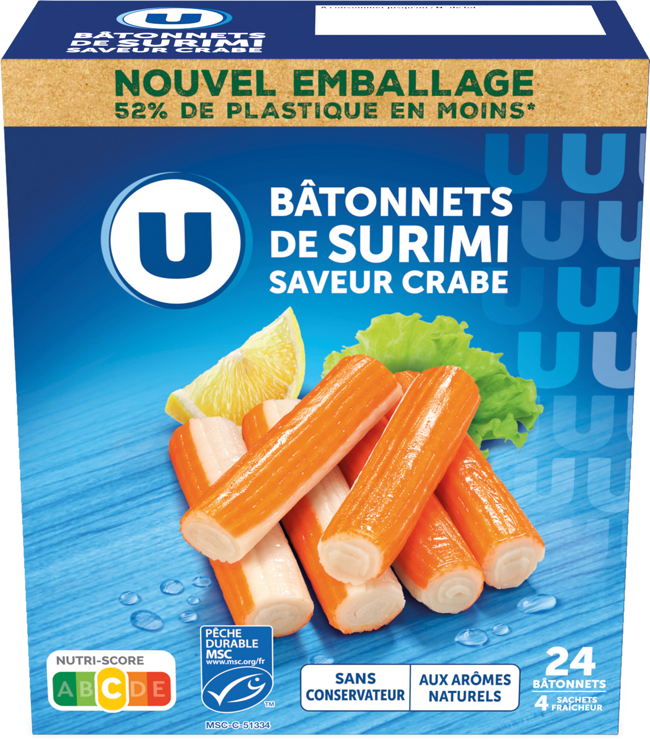 BATONNETS A BASE DE CHAIR DE POISSON SAVEUR CRABE MSC U